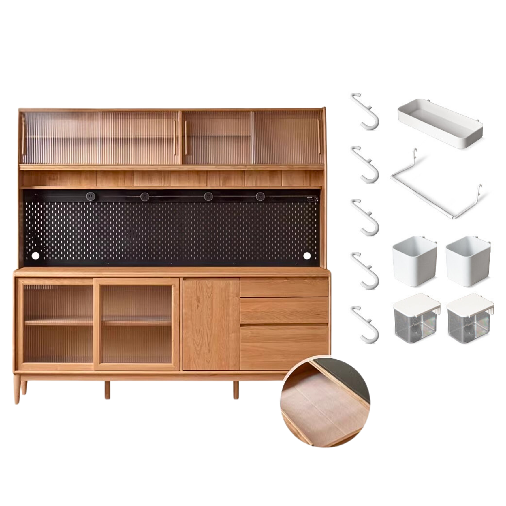 Cherry, Oak Solid Wood Rock Board Dining Cabinet Integrated High