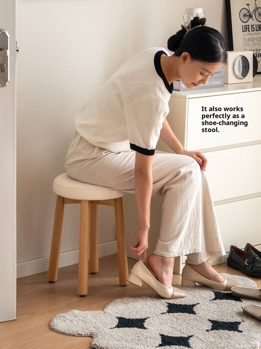 Solid Rubberwood Modern Soft Makeup Stool