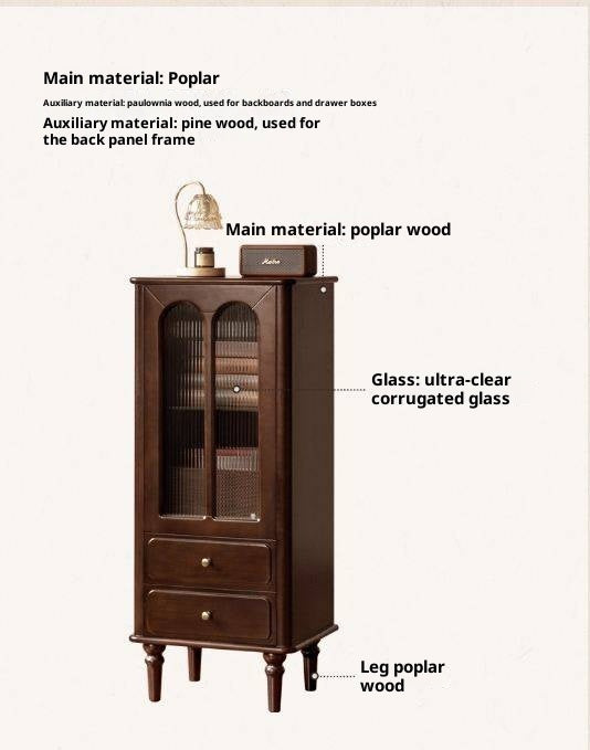 Poplar, Black Walnut Solid Wood American Retro Side Cabinet.