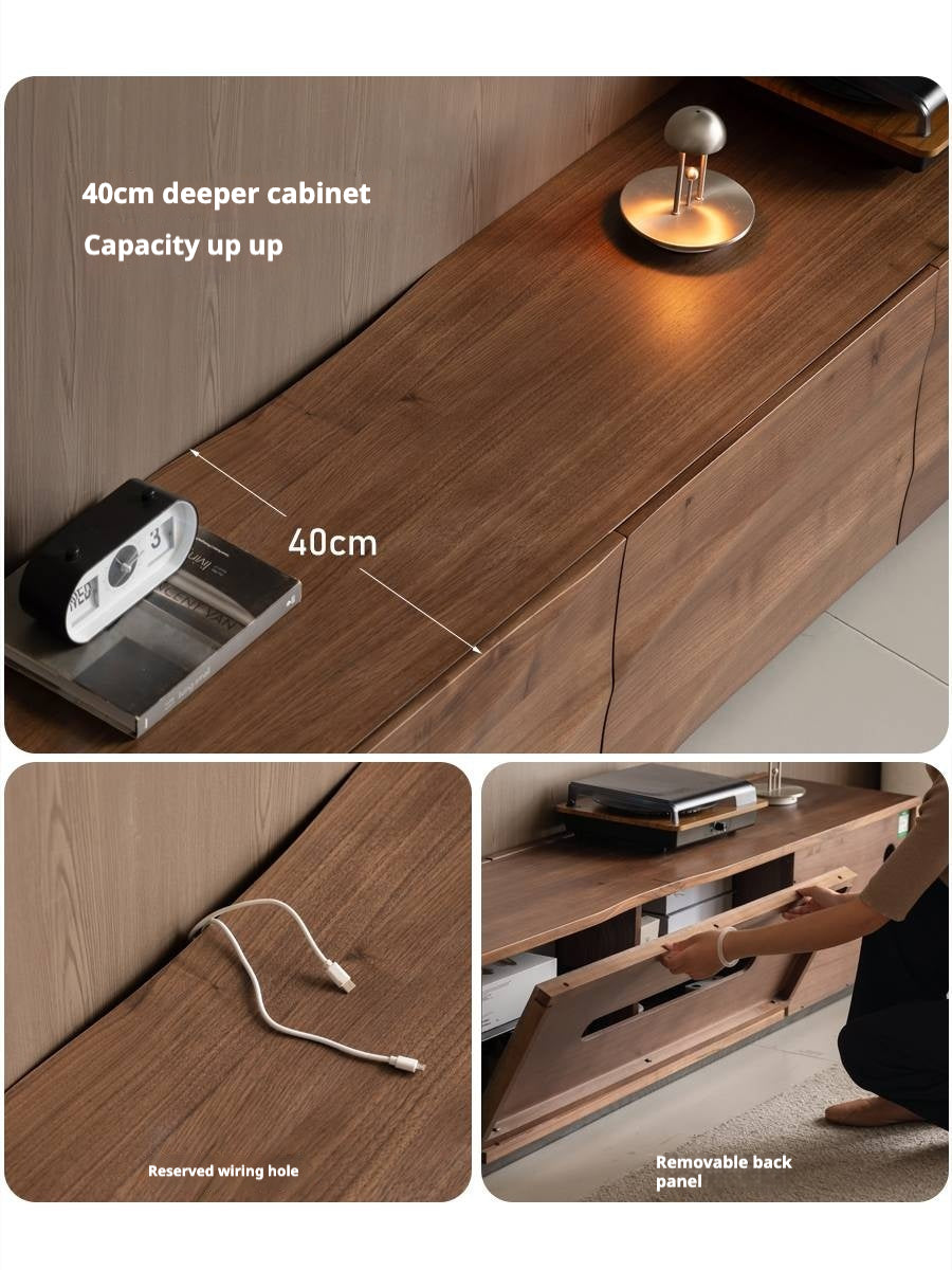 Solid Sandalwood, Black Walnut Solid Wood TV Cabinet Italian Light Luxury