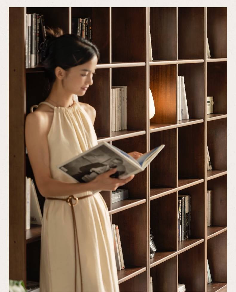 Sandalwood Solid Wood Light Luxury Style Bookshelf