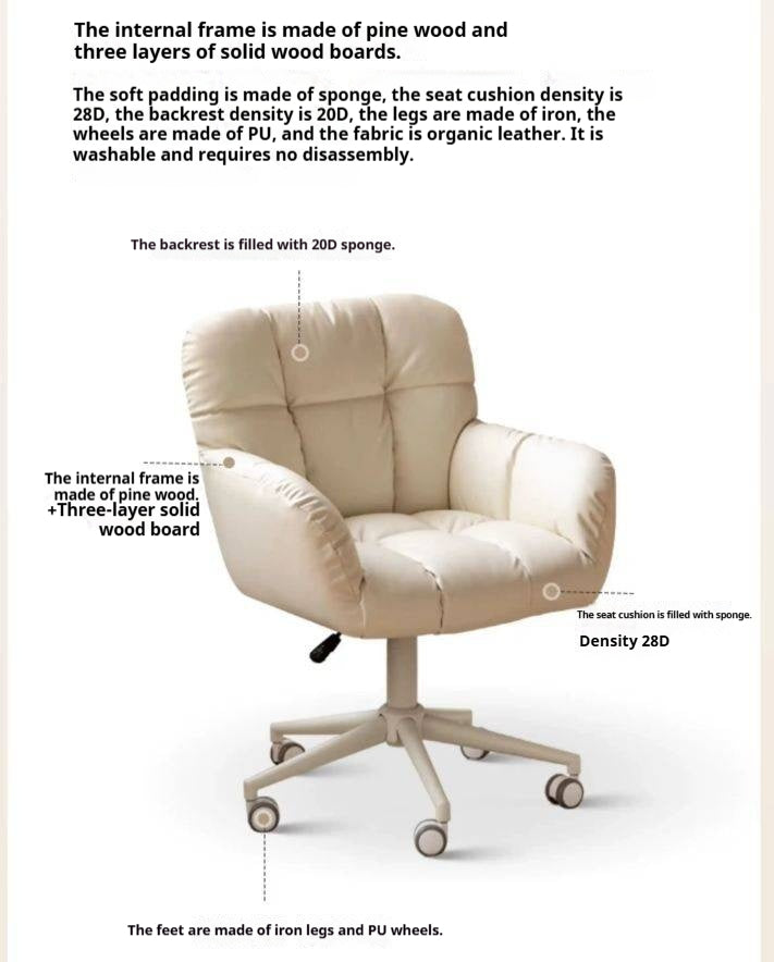 Organic Leather Cream Movable Makeup Chair