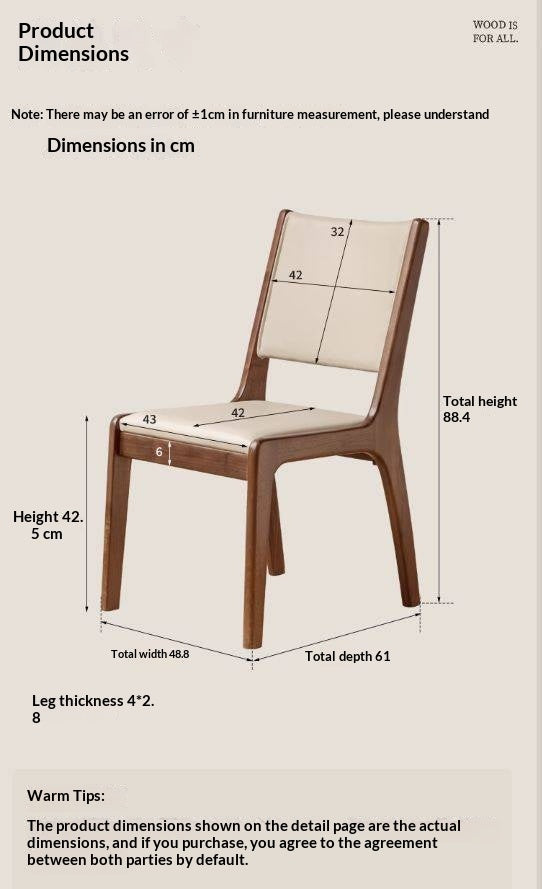 4 pcs - Black Walnut, Oak Solid Wood Dining Chair upholstered