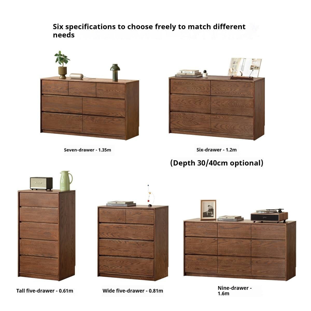 Oak Solid Wood Modern Drawer Cabinet