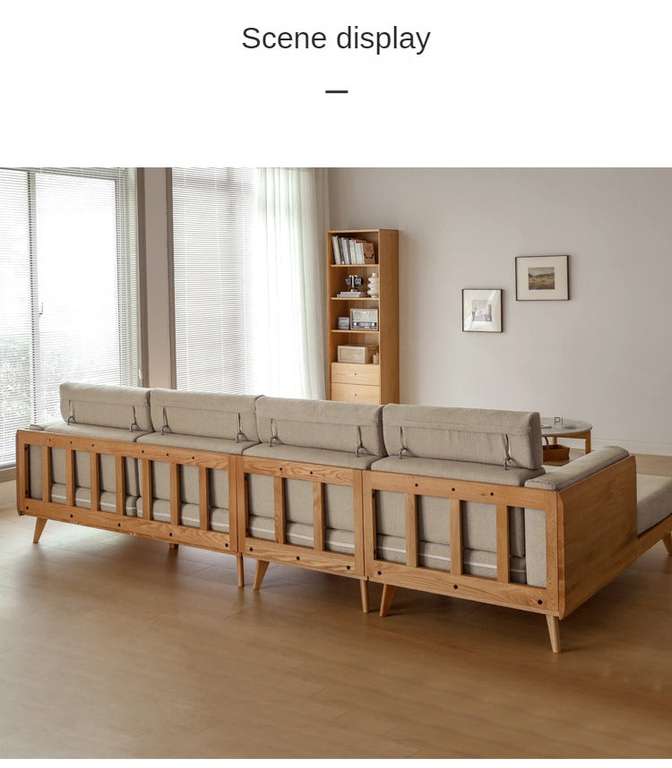 Oak, Ash Solid Wood Modern Fabric Sofa.