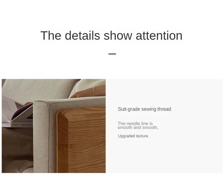 Oak, Ash Solid Wood Modern Fabric Sofa.