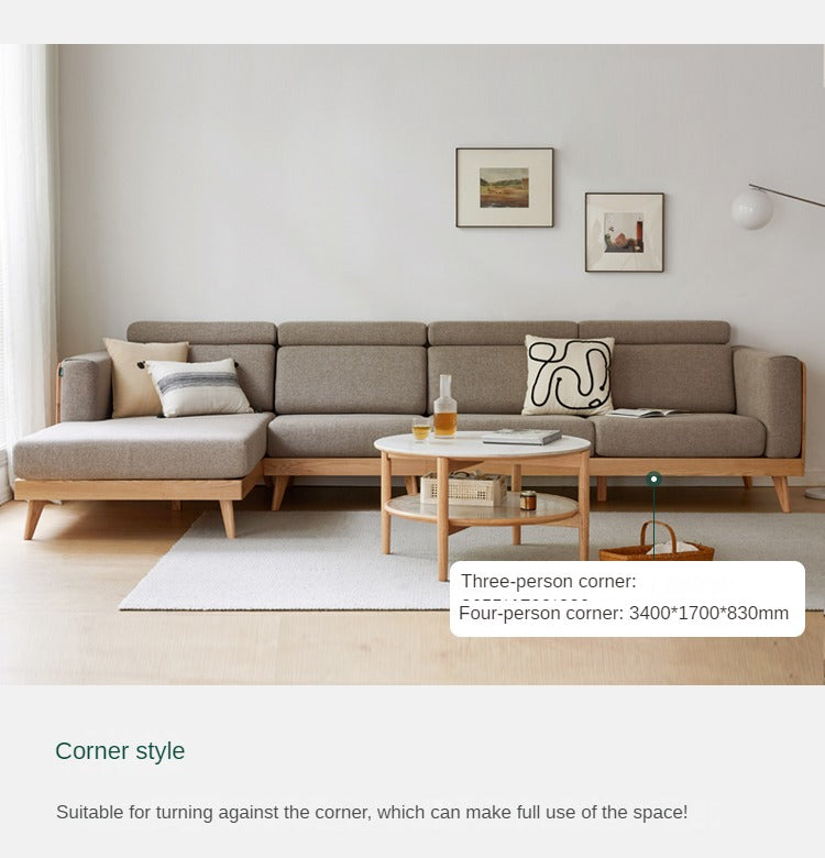 Oak, Ash Solid Wood Modern Fabric Sofa.