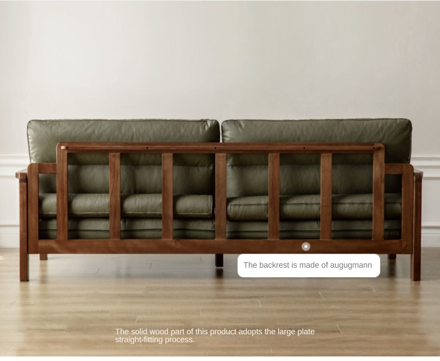 Black Walnut Solid Wood Light Luxury Leather Sofa.