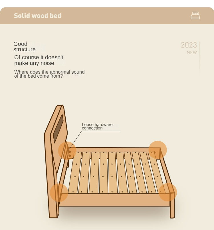 Oak Solid Wood Soft Light With Bookshelf Bed