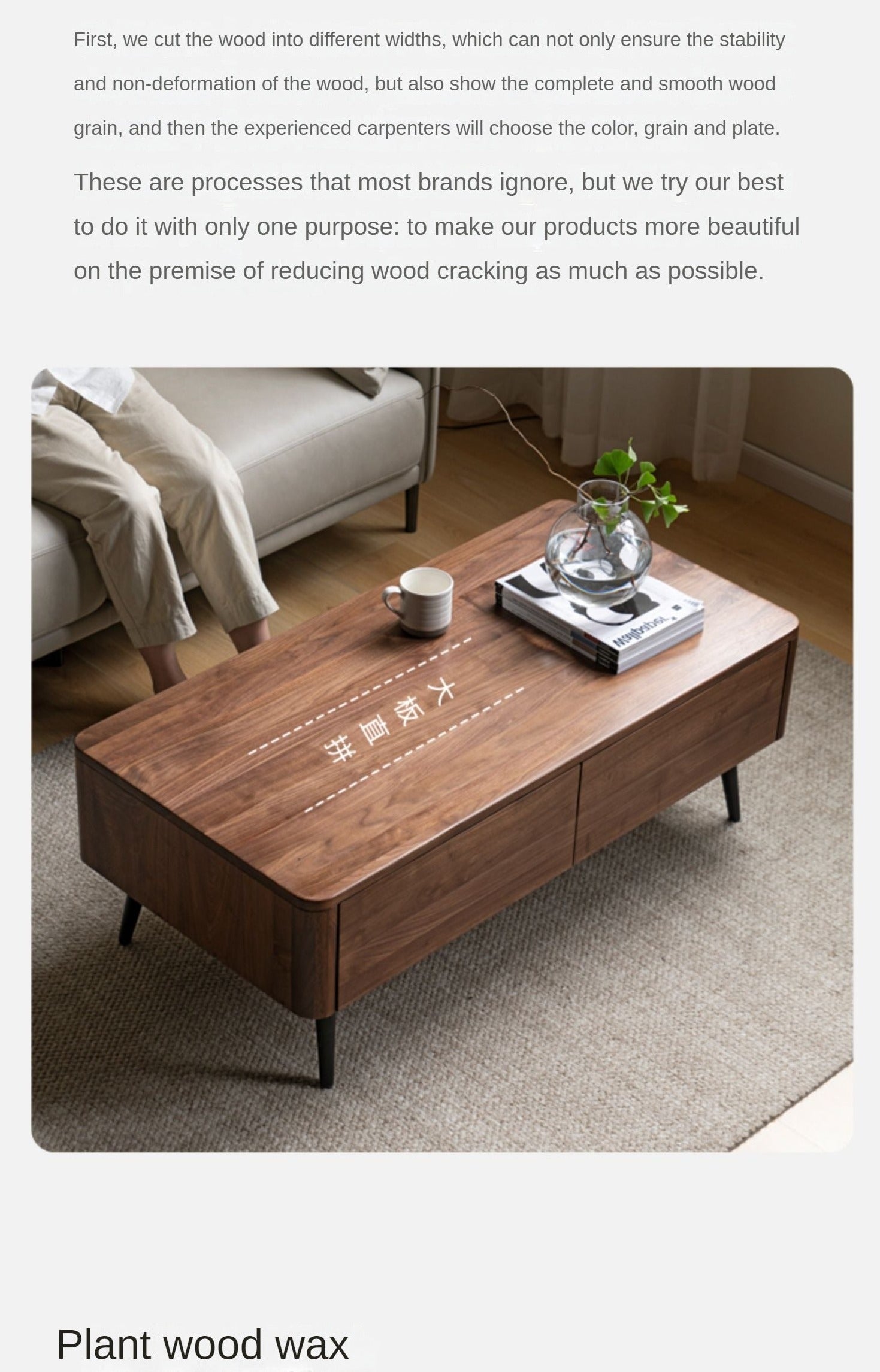 Black Walnut solid wood Slate coffee table"