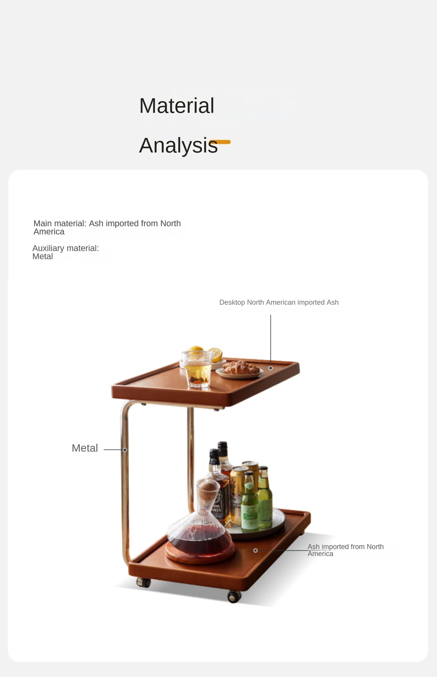 C-type side table modern Ash solid wood"