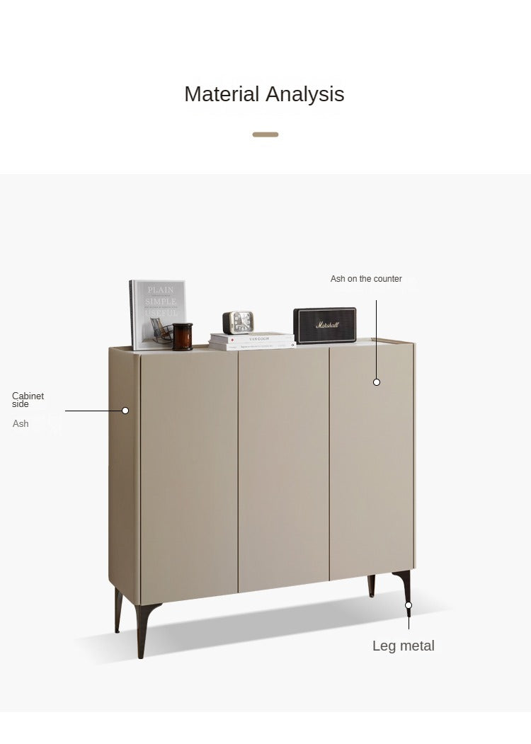 Light luxury Slab top Ash solid wood shoe cabinet"