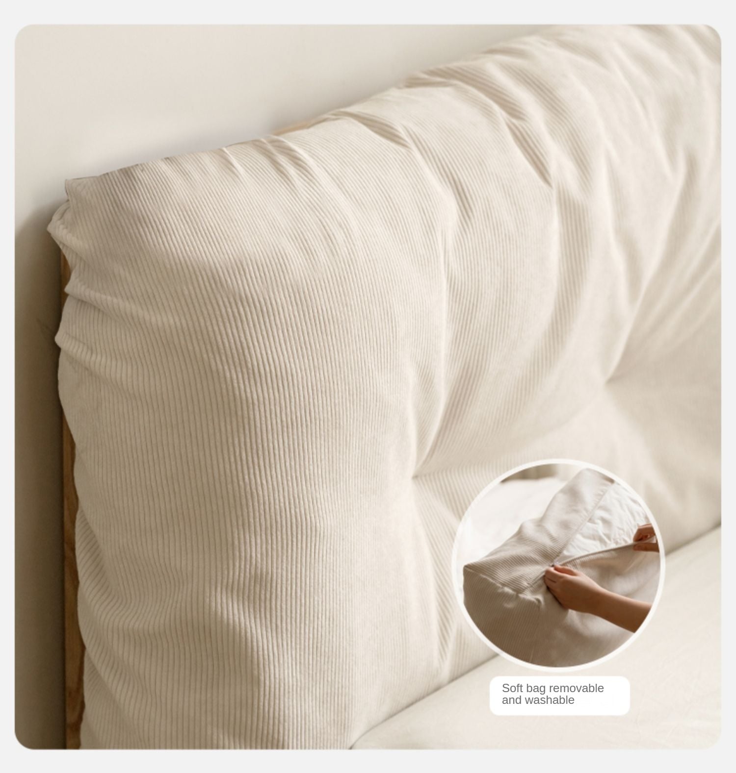 Ash Solid Wood Technology Cloth Floor Bed