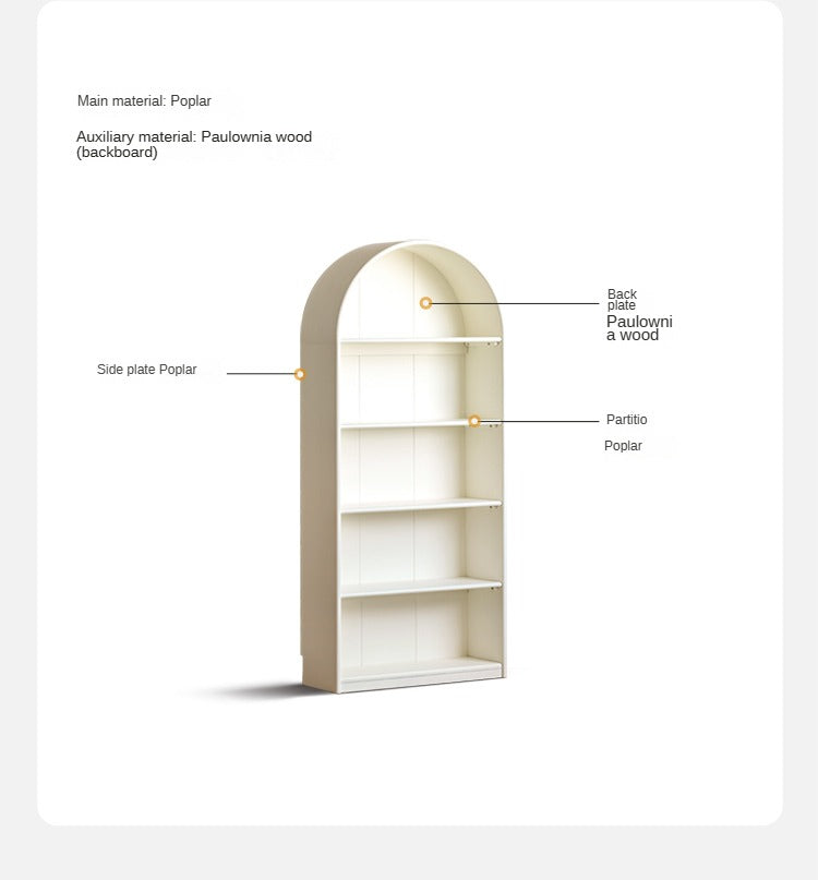Poplar Solid Wood Arch Side Cabinet Bookshelf