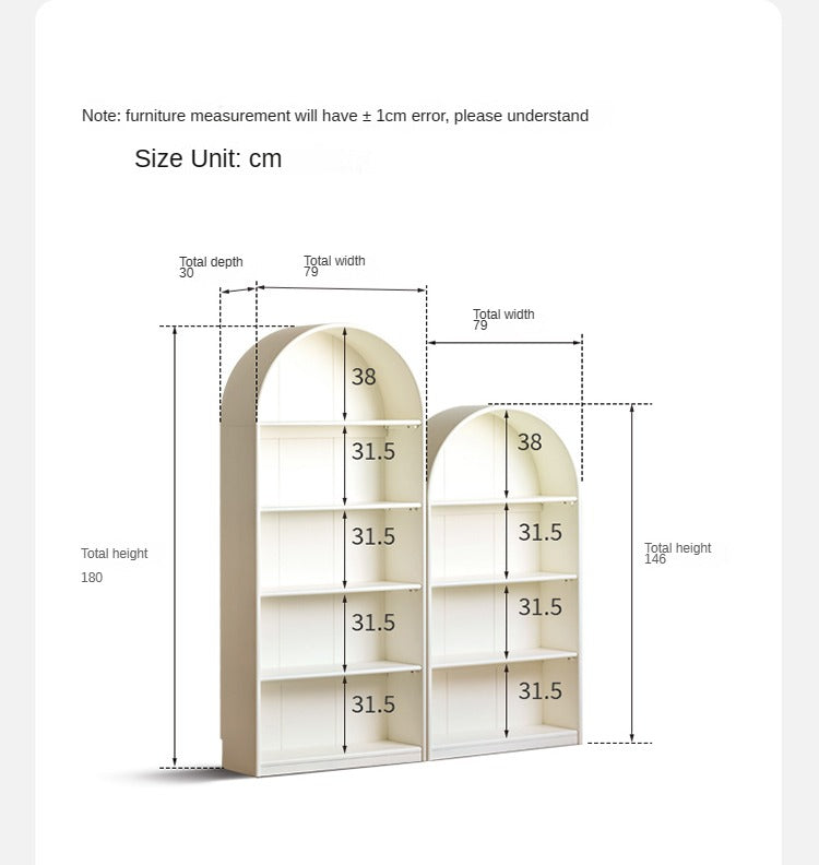 Poplar Solid Wood Arch Side Cabinet Bookshelf