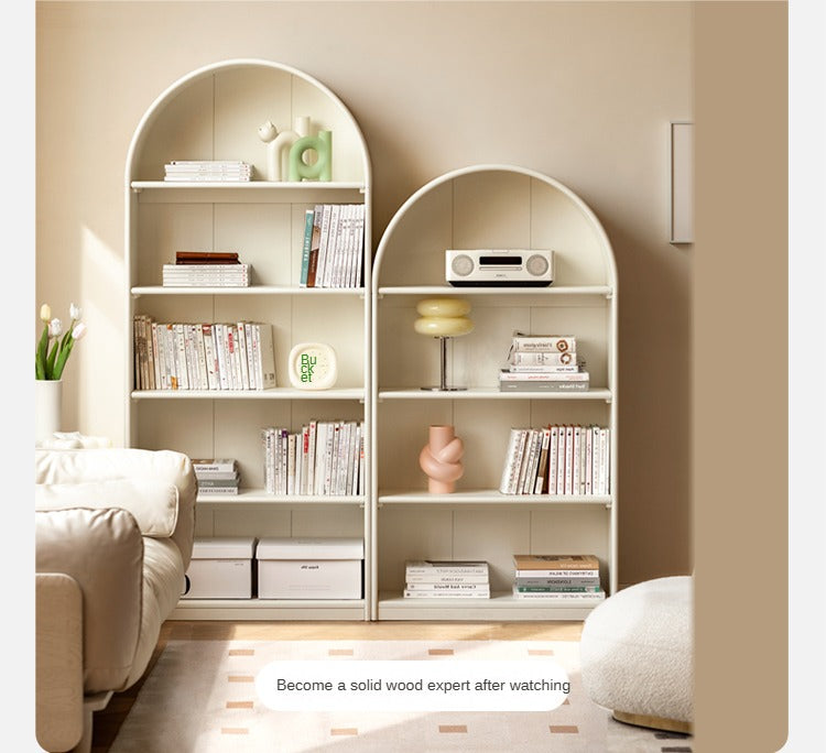 Poplar Solid Wood Arch Side Cabinet Bookshelf