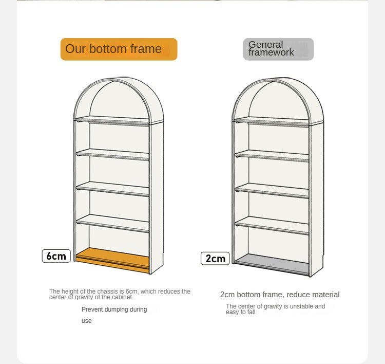 Poplar Solid Wood Arch Side Cabinet Bookshelf