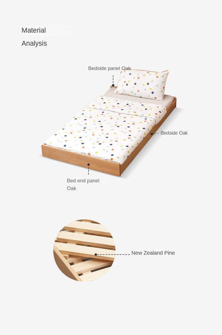 Oak, Beech solid wood floor bed with pulley toddler bed<
