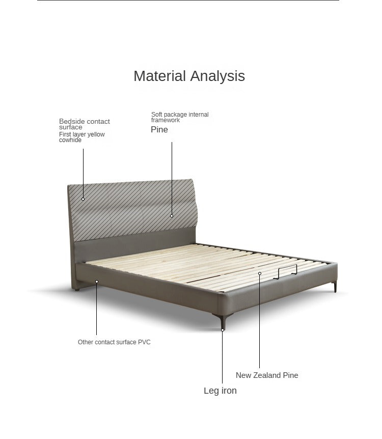 Luxury Genuine Leather Modern Minimalist Bed