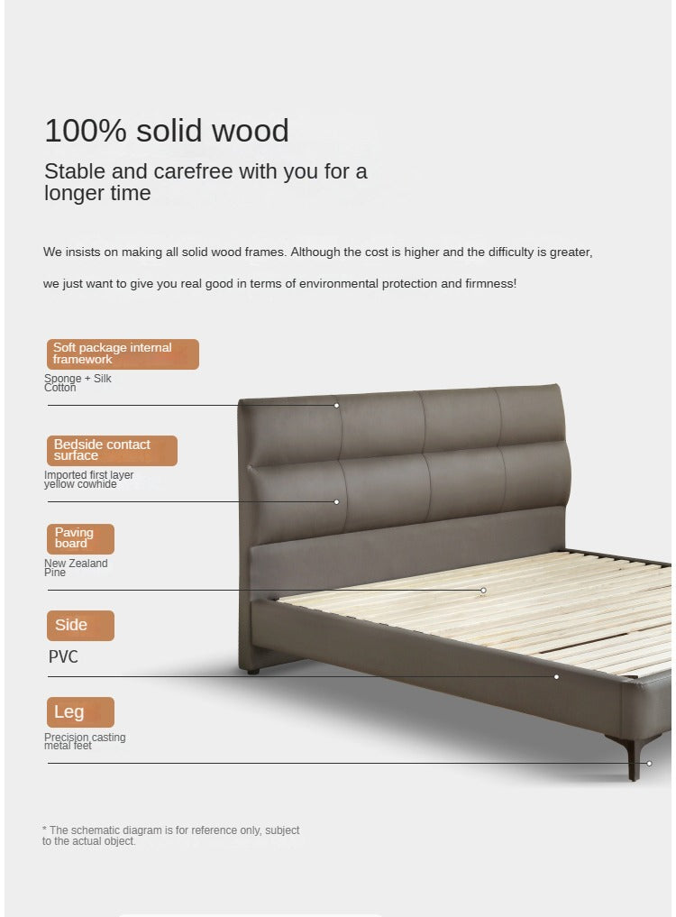 Luxury Genuine Leather Modern Minimalist Bed