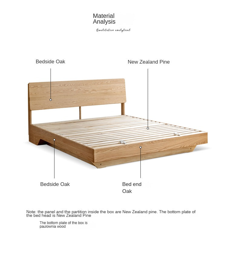 Oak,Black Walnut Solid Wood Suspended Luminous Box Bed