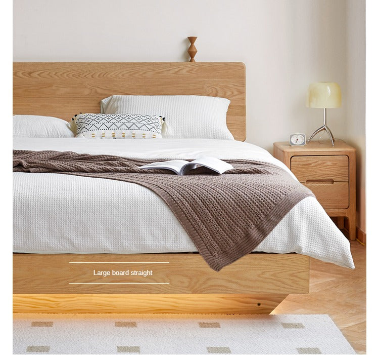 Oak,Black Walnut Solid Wood Suspended Luminous Box Bed