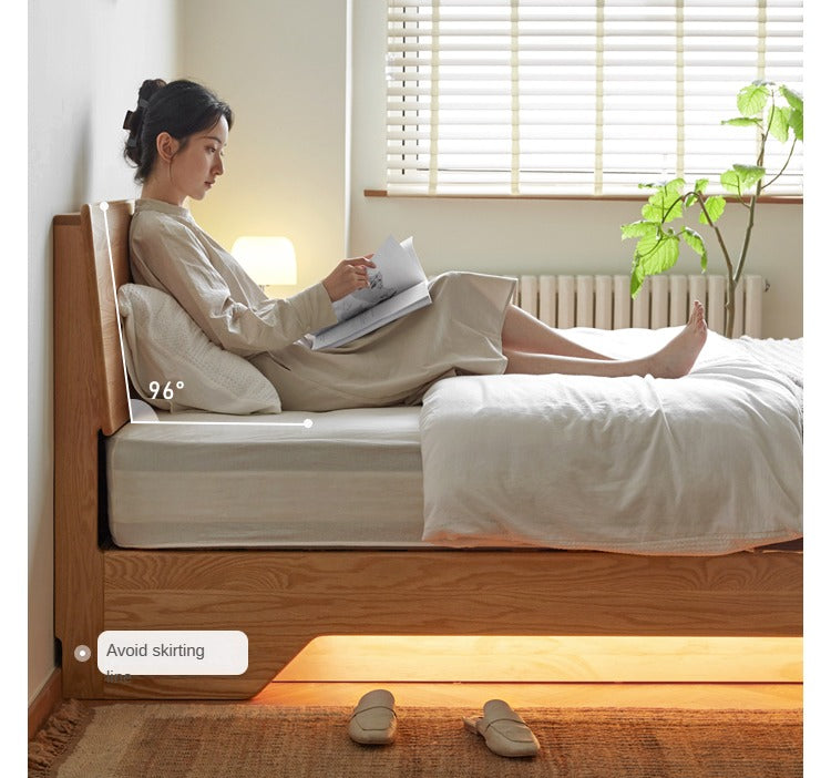 Oak,Black Walnut Solid Wood Suspended Luminous Box Bed