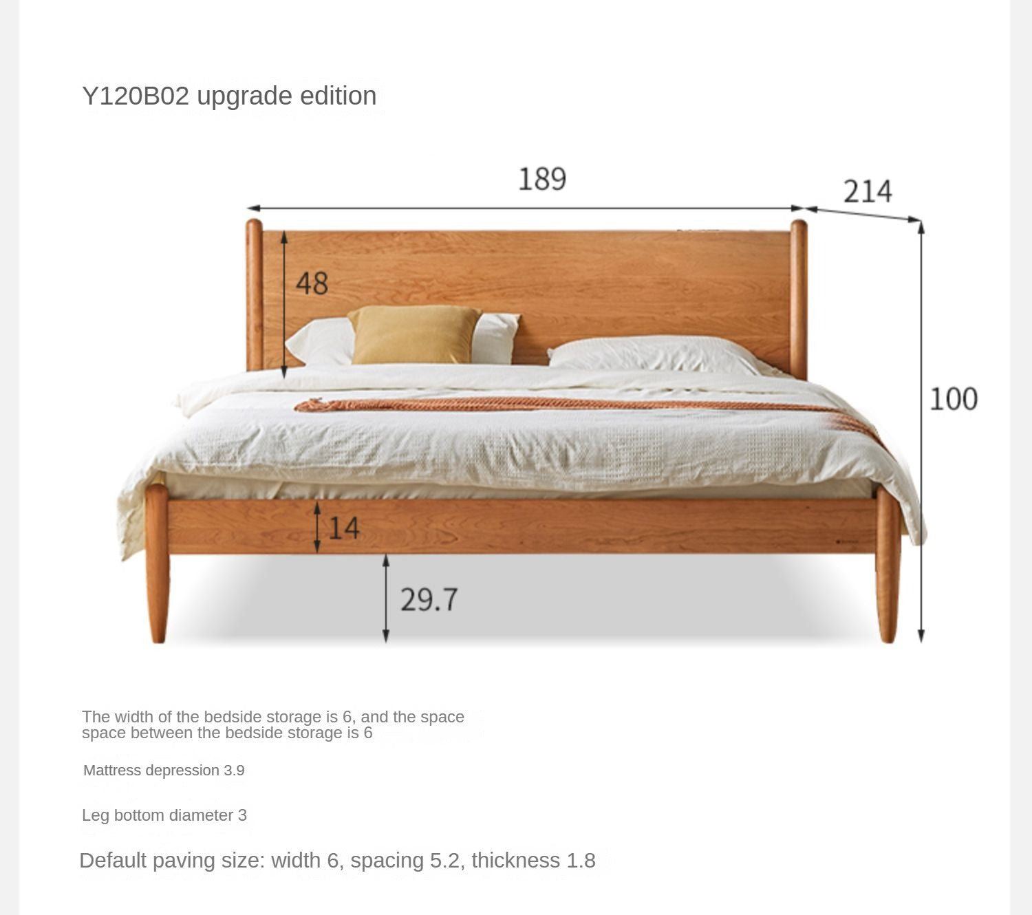 Oak, Black Walnut, Сherry Wood Bed
