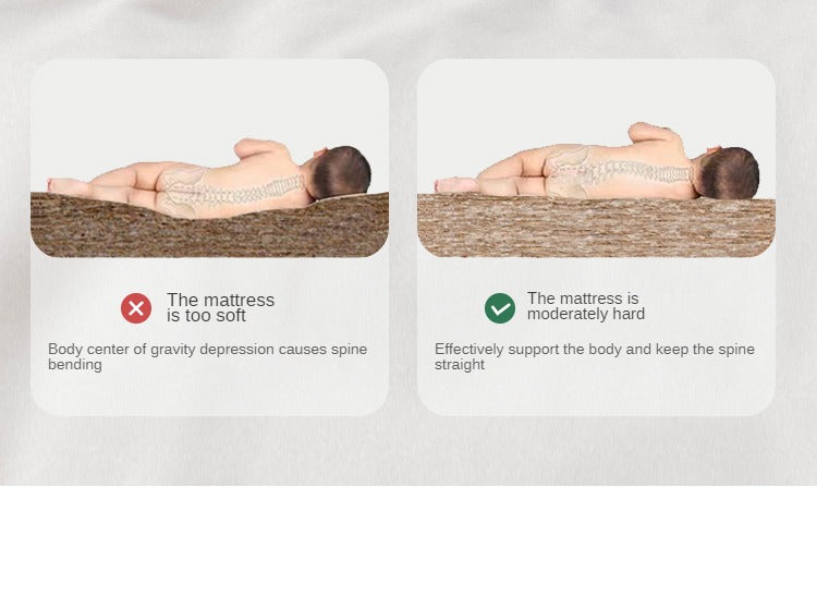 Children's Foldable Natural Coconut Palm Mattress, Anti-Mite, Spine Support, Firm (8 cm):