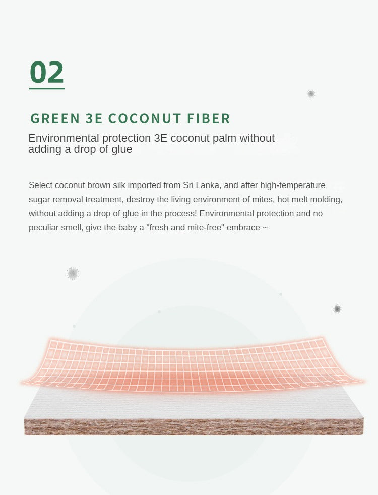 Children's Foldable Natural Coconut Palm Mattress, Anti-Mite, Spine Support, Firm (8 cm):