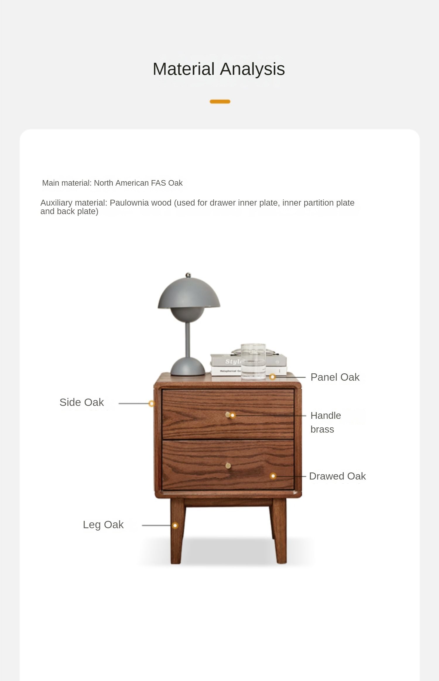 Oak Solid Wood Nordic Nightstand.