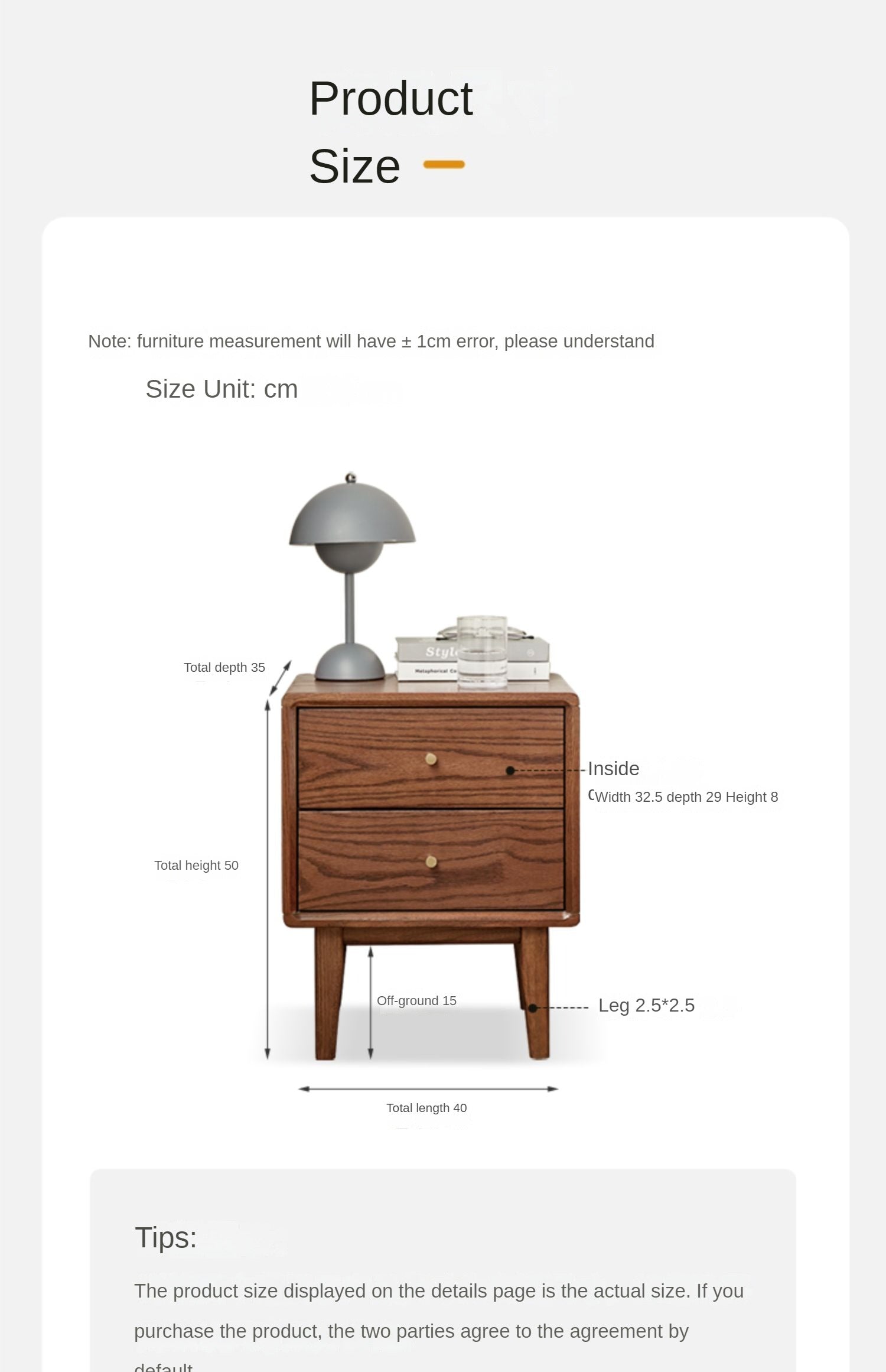 Oak Solid Wood Nordic Nightstand.