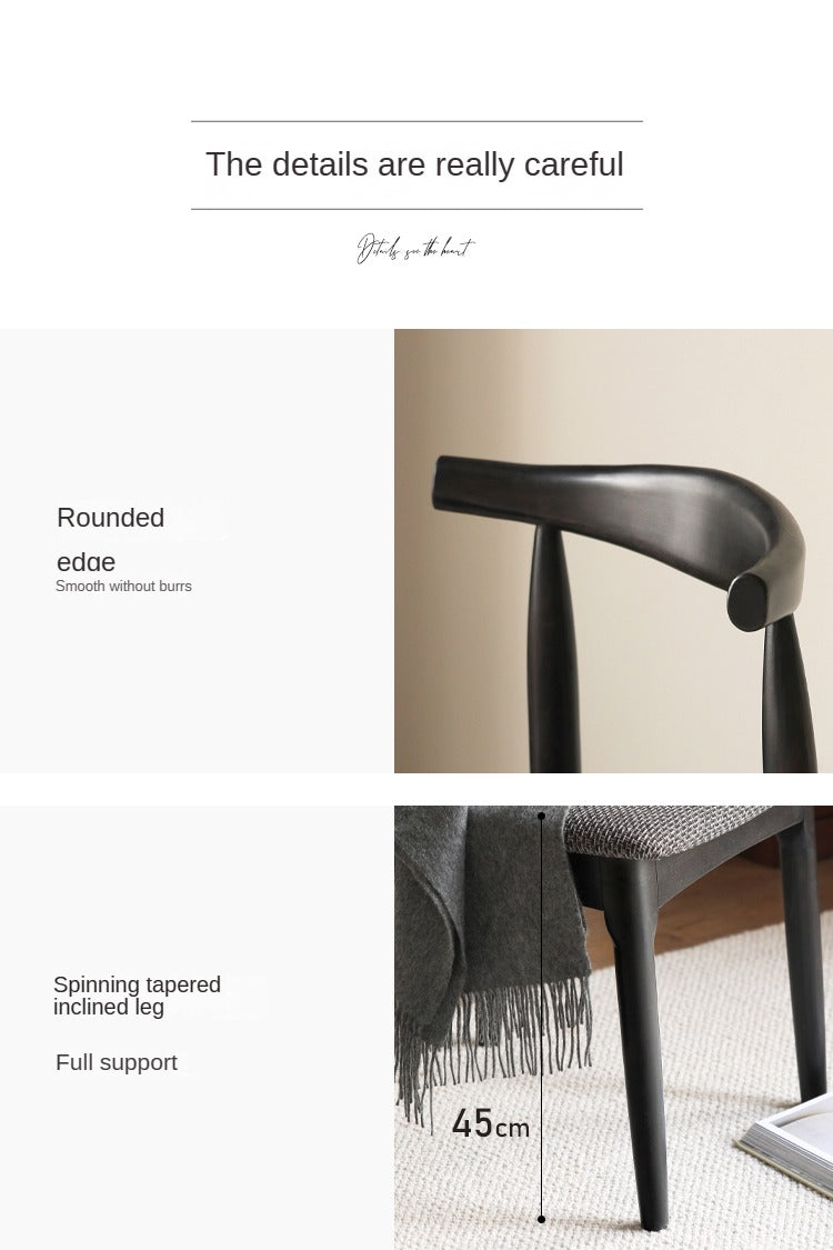 Set 4 pcs White Ash Solid Wood Horn Presidential Chair