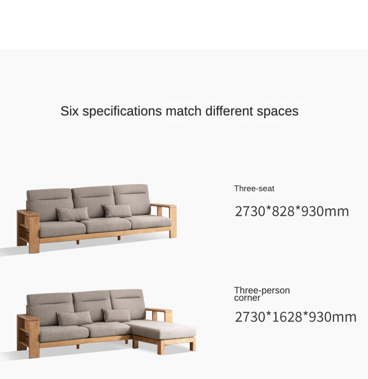 Oak Solid Wood Sectional Sofa-two colors available