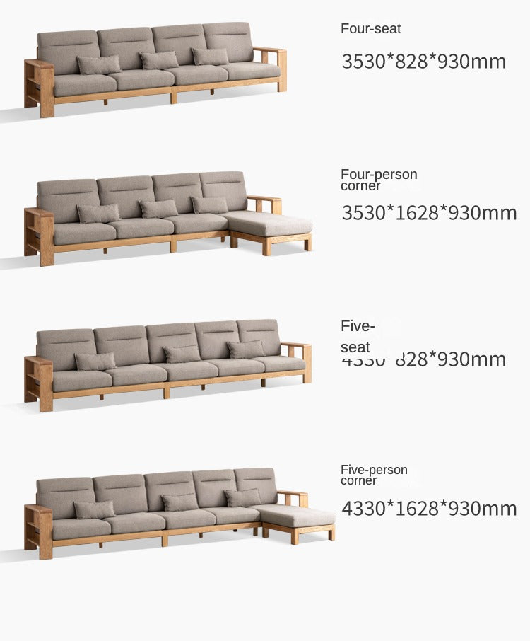Oak Solid Wood Sectional Sofa-two colors available