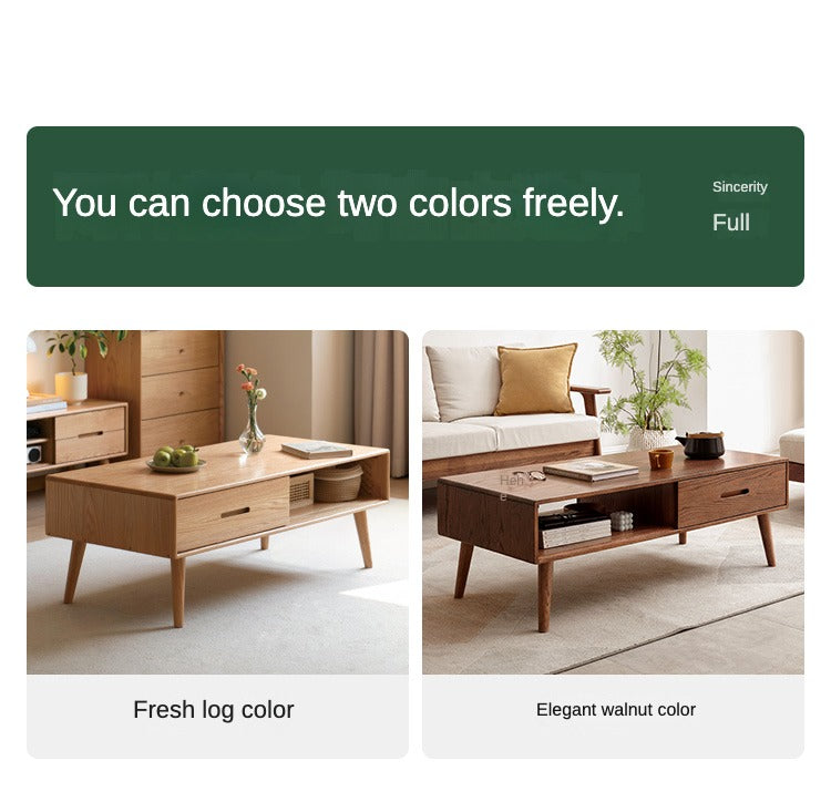 Oак, Solid Rubberwood North American Modern Coffee Table
