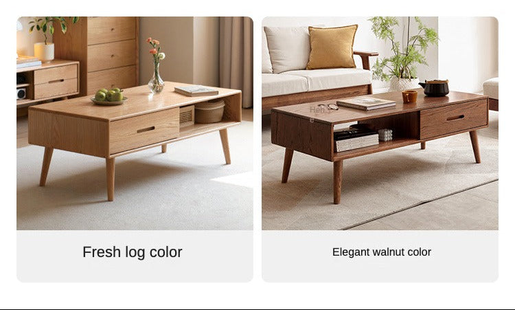 Oак, Beech Solid Wood, Solid Rubberwood Modern Coffee Table