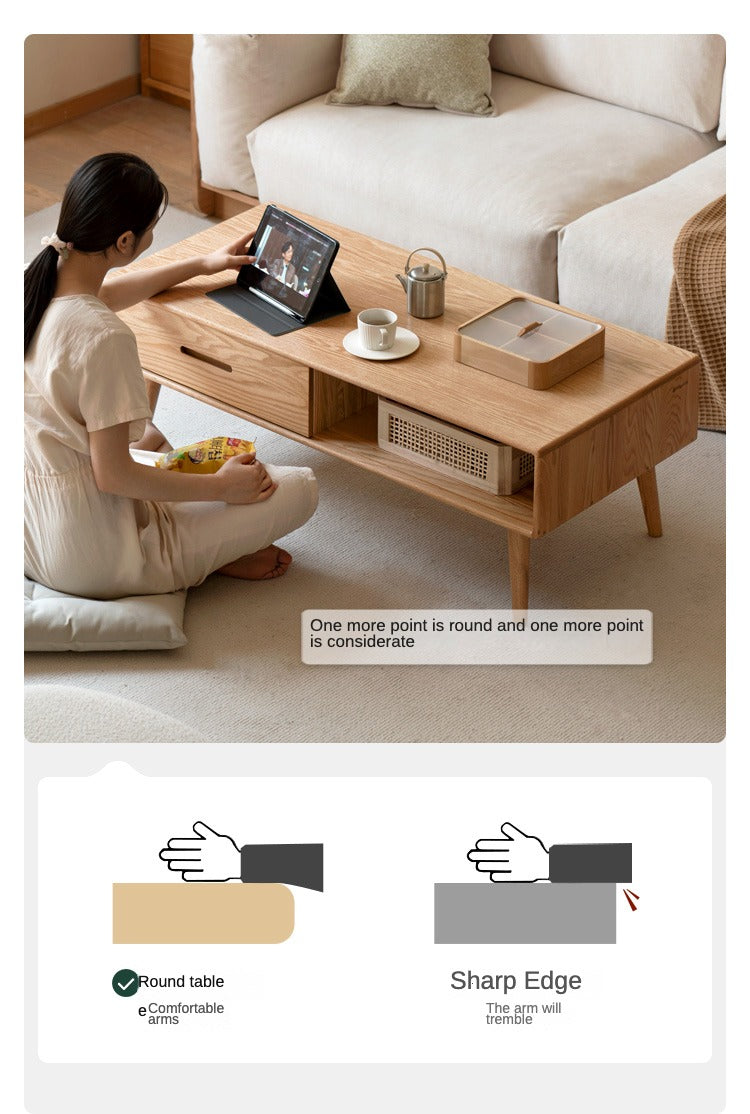 Oак, Solid Rubberwood North American Modern Coffee Table