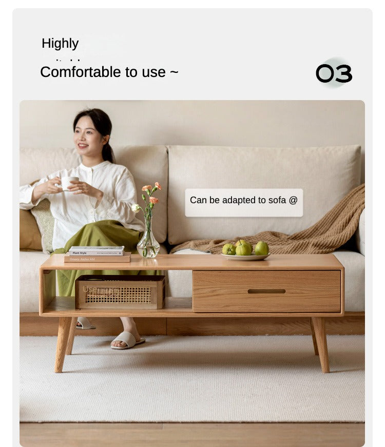 Oак, Solid Rubberwood North American Modern Coffee Table