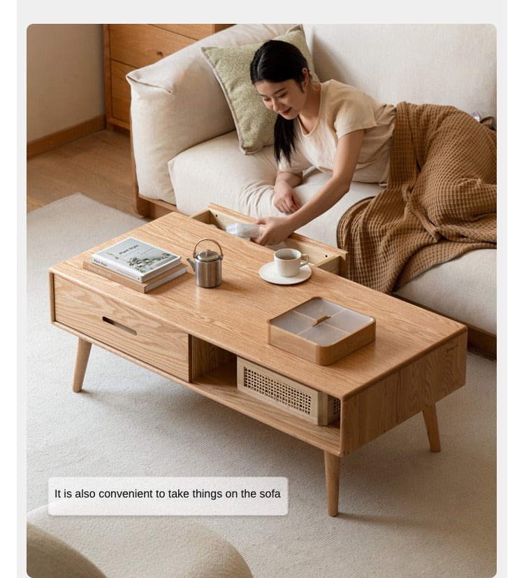 Oак, Solid Rubberwood North American Modern Coffee Table