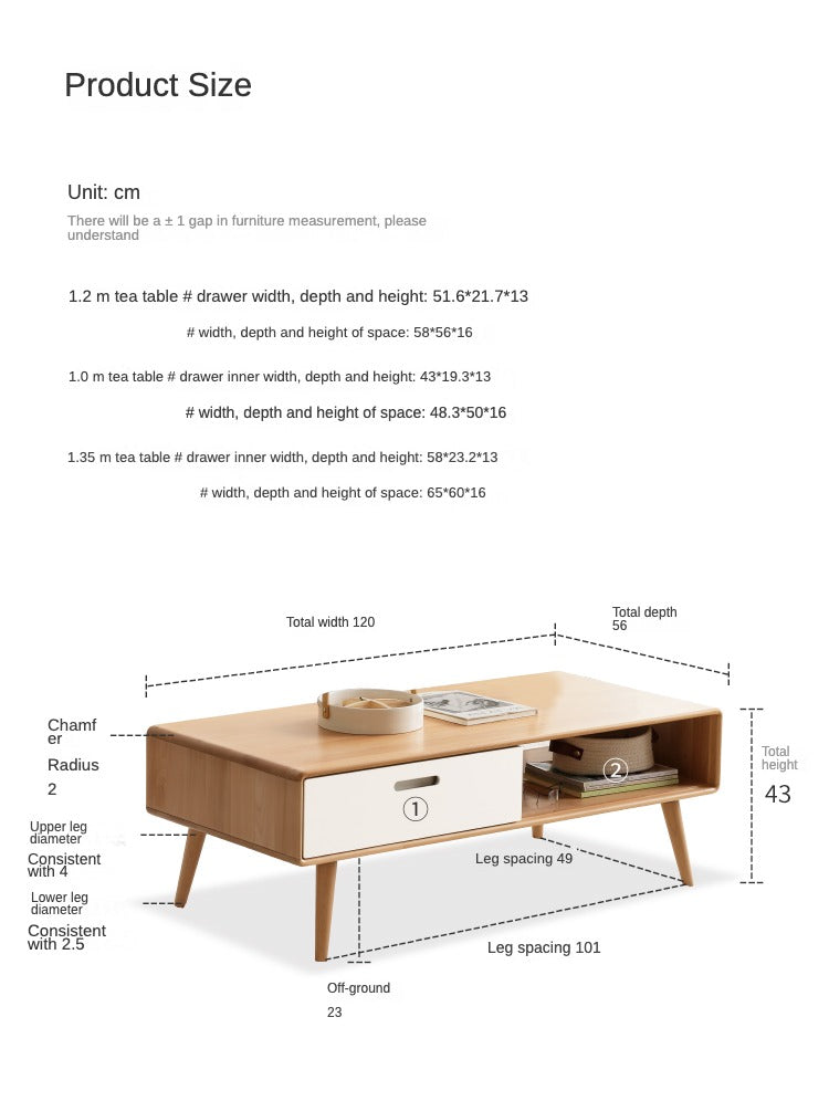 Coffee table European Beech solid wood"