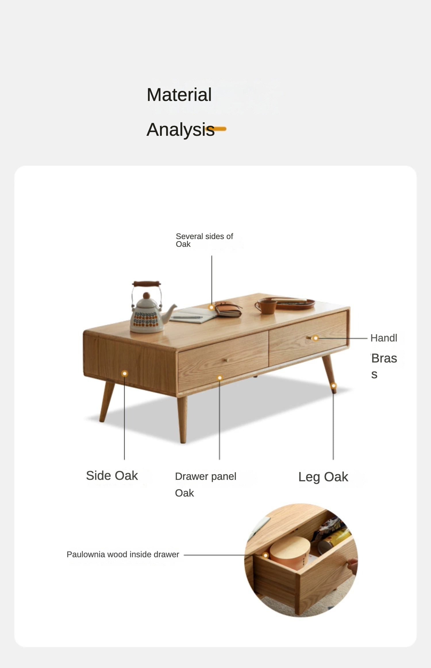 Oak, Ash Solid Wood Nordic Modern Coffee Table