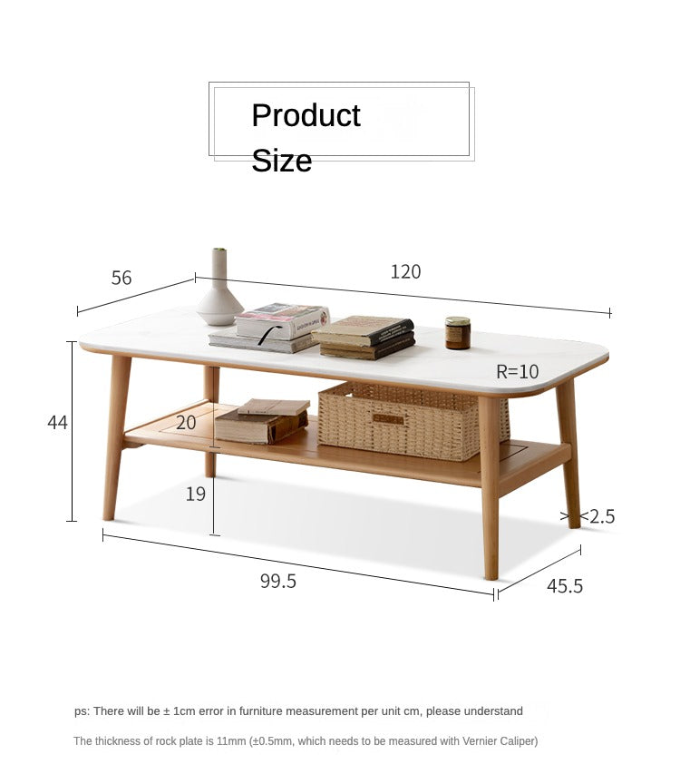 Oak, Beech Solid Wood Slate Coffee Table