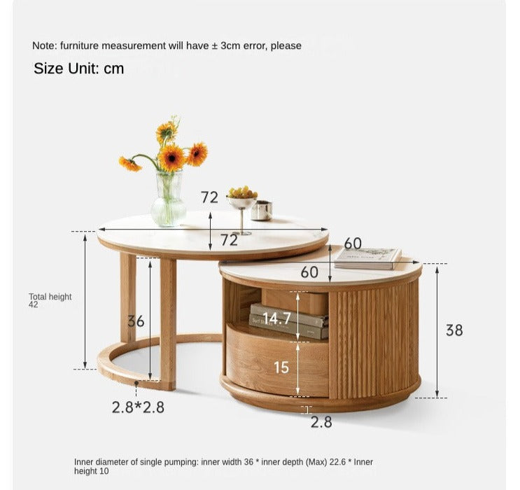 Oak, Ash Solid Wood Rock Plate Coffee Table