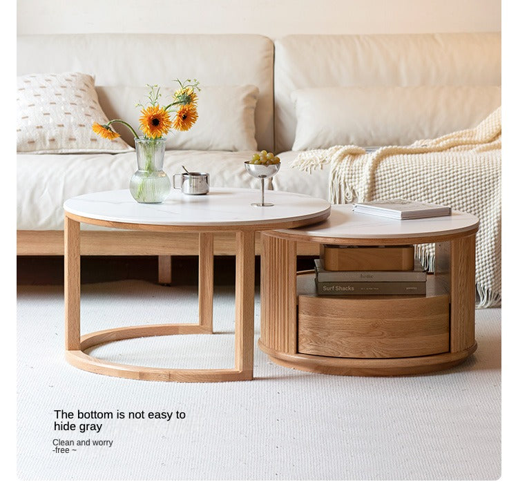 Oak, Ash Solid Wood Rock Plate Coffee Table