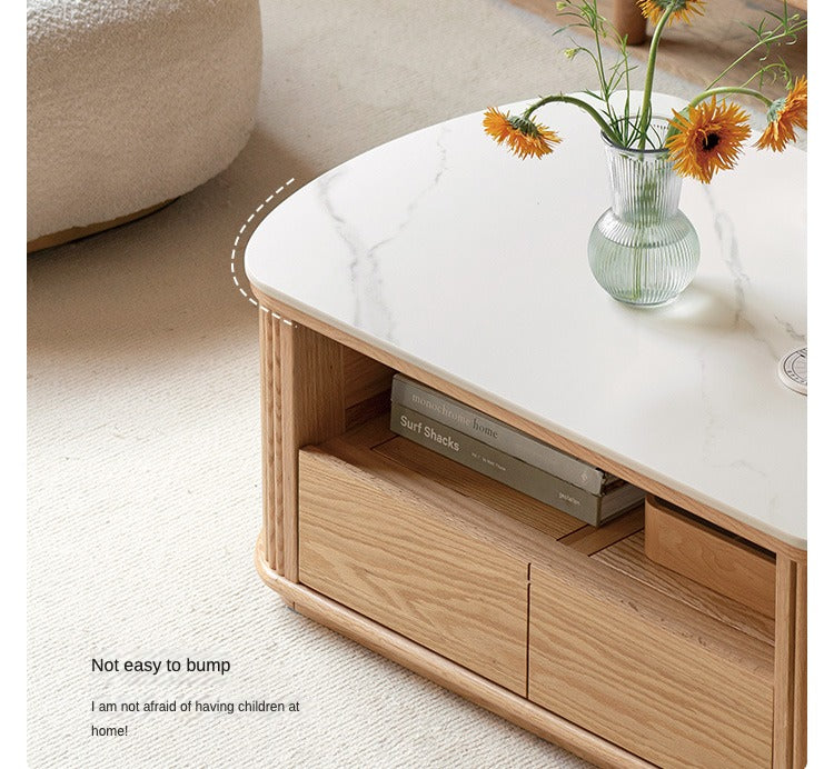 Oak, Ash Solid Wood Rock Plate Coffee Table