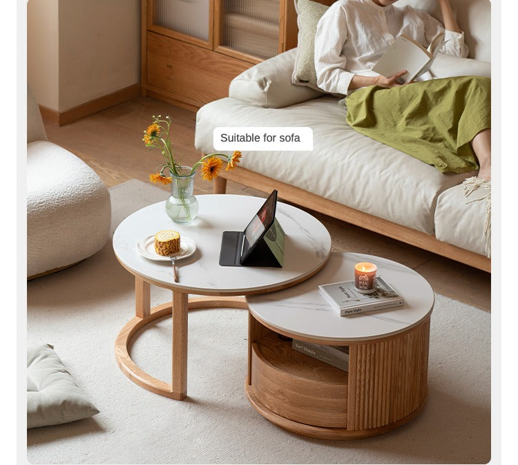 Oak, Ash Solid Wood Rock Plate Coffee Table