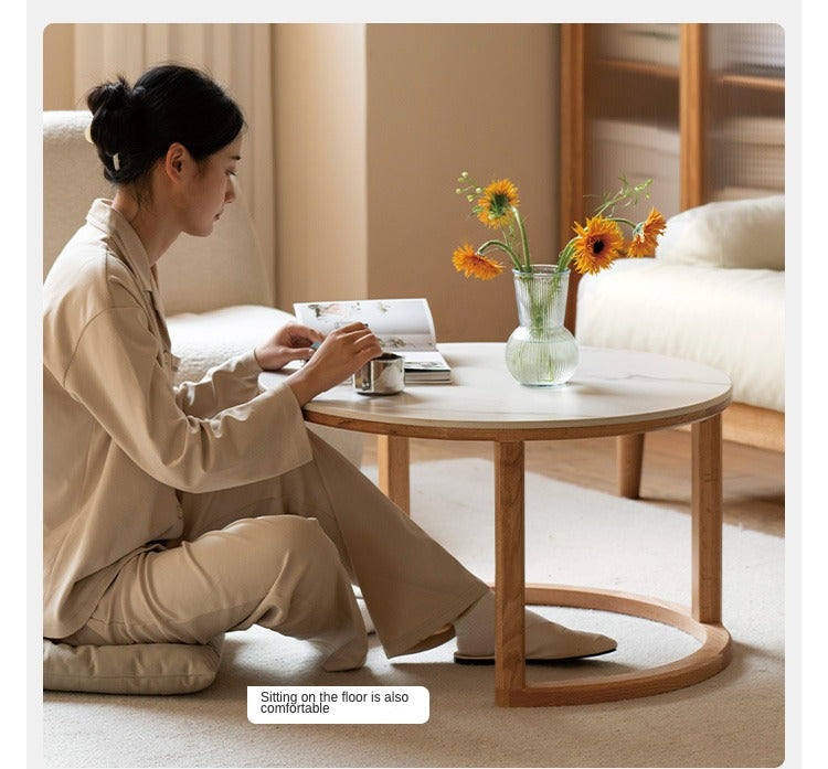 Oak, Ash Solid Wood Rock Plate Coffee Table