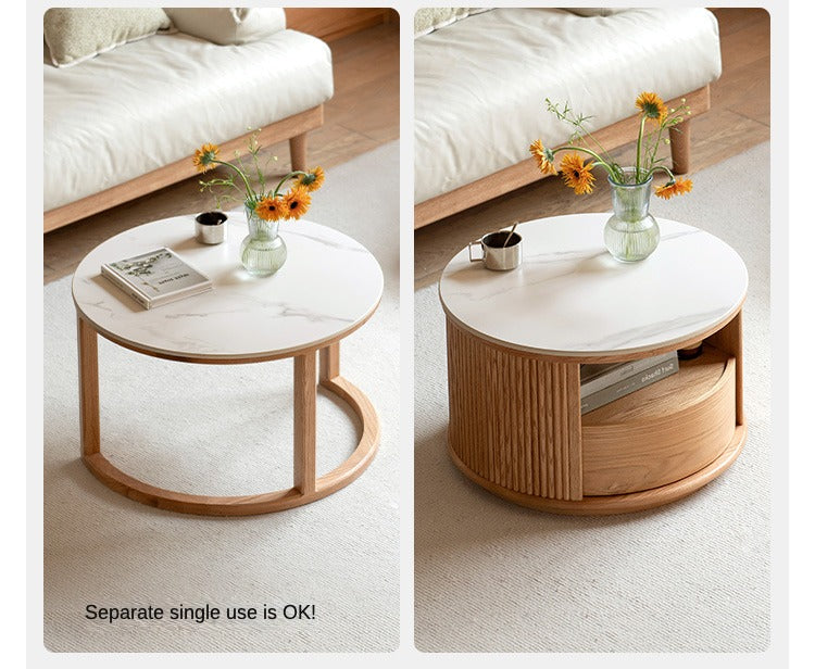 Oak, Ash Solid Wood Rock Plate Coffee Table