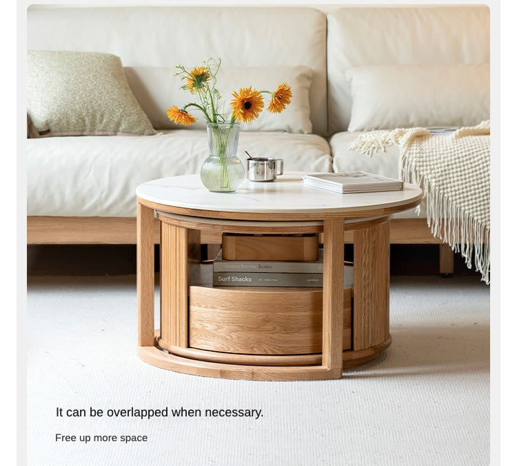 Oak, Ash Solid Wood Rock Plate Coffee Table